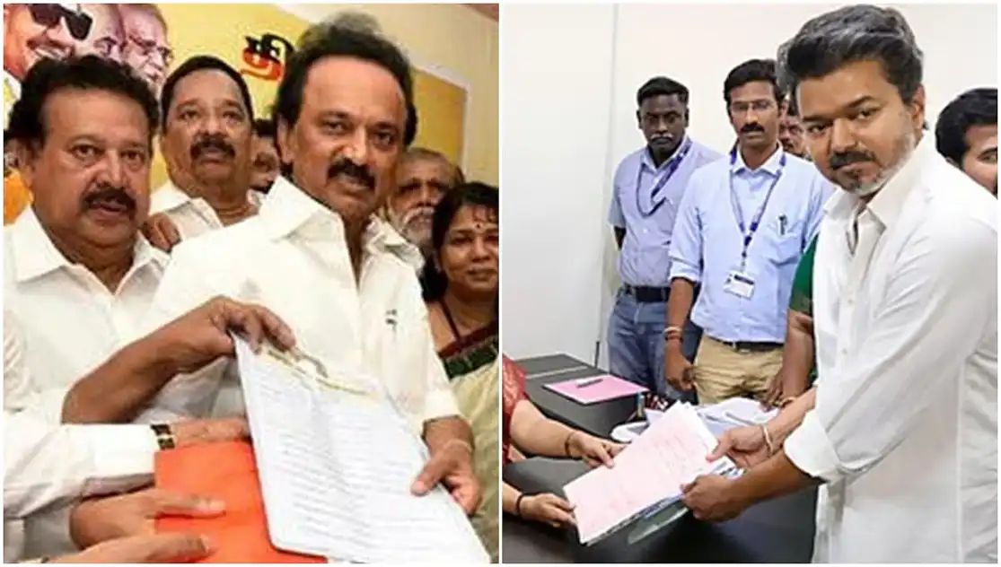 ತಮಿಳುನಾಡು ವಿಧಾನಸಭಾ ಚುನಾವಣೆ-ಸ್ಟಾಲಿನ್‌, ವಿಜಯ್‌ ನಾಮಪತ್ರ ಸಲ್ಲಿಕೆ.